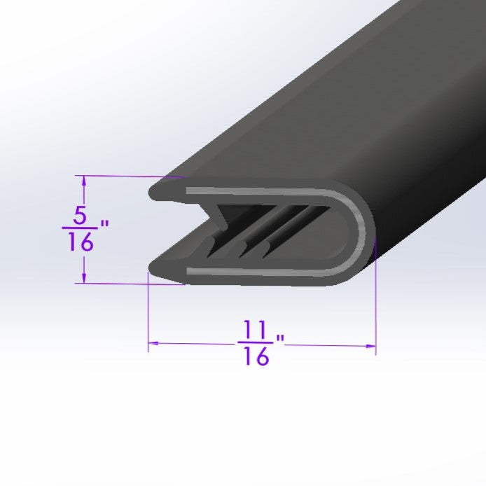 Black Extra Wide Flexible Plastic Windlace with Metal Core; LP 202-B