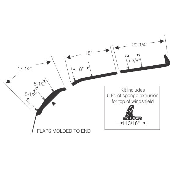 1962-63 CHEVROLET NOVA & CHEVY II CONVERTIBLE ROOF RAIL SEAL SET, 7PCS