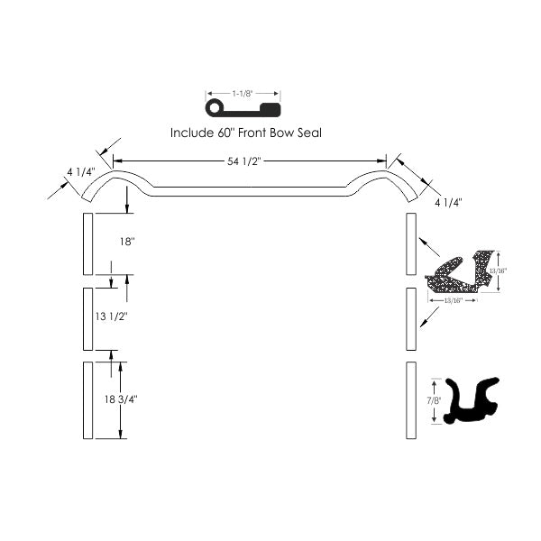 1966-70 CORONET, BELVEDERE II, SATELLITE, SPORT SATELLITE, GTX, ROAD RUNNER, CONVERTIBLE ROOF RAIL SEAL SET W/HEADER SEALS,1967-69 DART/ CUDA 8PCS