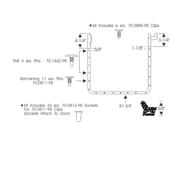 1962-1963 GM 'A' BODY 2 DR HARDTOP OR CONVERTIBLE DOOR SEALS, PAIR