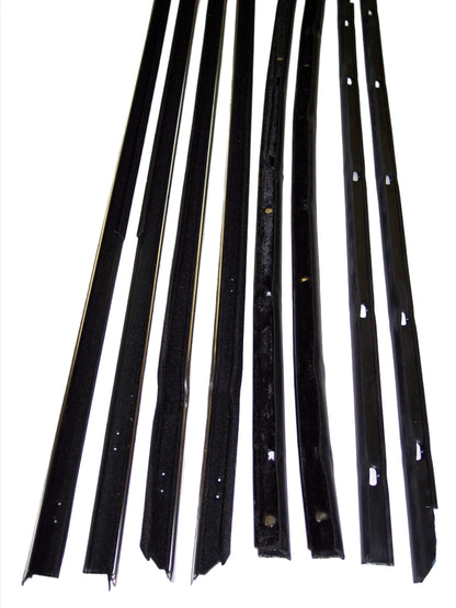 1965-1966 FORD FULL SIZE, GALAXIE 500, CUSTOM, FAIRLANE & LTD 4 DOOR SEDAN WINDOW SWEEP SET 8PCS