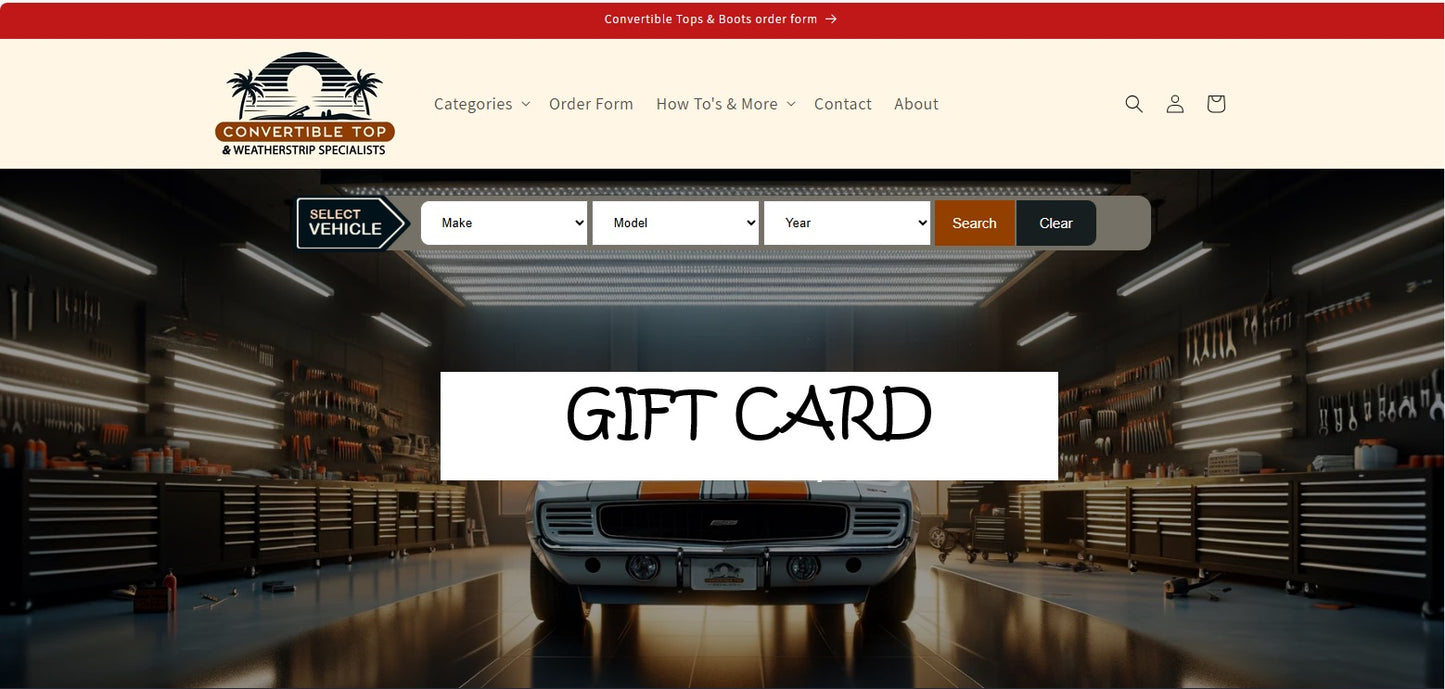 CONVERTIBLE TOP & WEATHERSTRIP SPECIALIST GIFT CARD