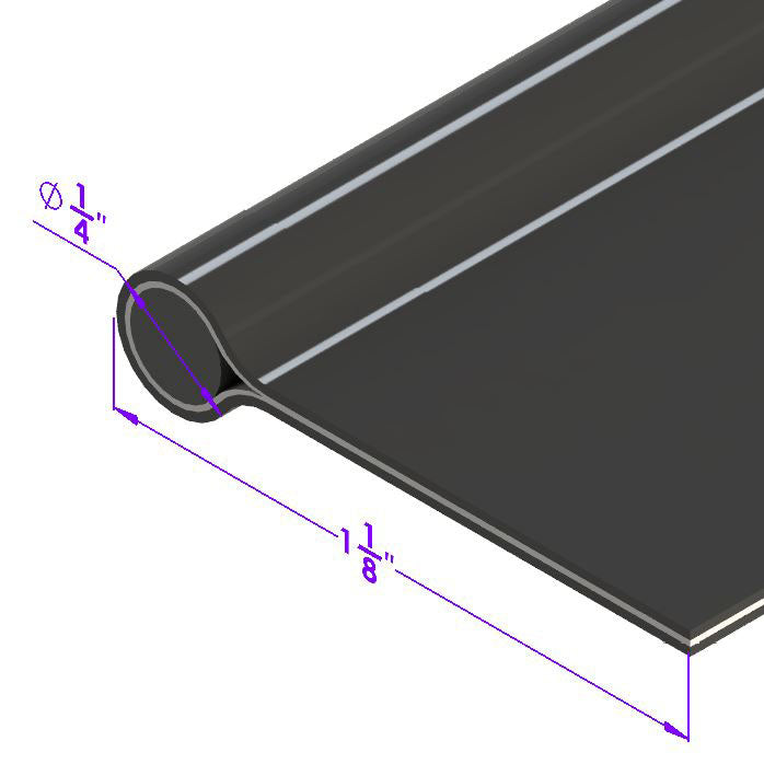 Black Fender Welt - 3/16 in. Bead with 1 in. Wide Flat; LP 16-D