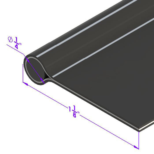 Black Fender Welt - 3/16 in. Bead with 1 in. Wide Flat; LP 16-D