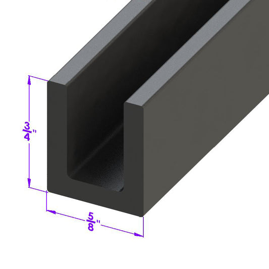 U Channel Rubber - 5/8" Wide X 3/4" Deep, 3/8" Inside Channel Width; LP 24