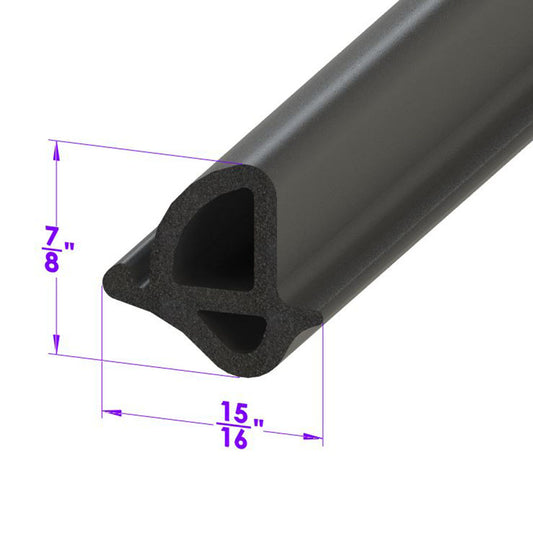 Door Side Seal Smooth, Black, Skin-Covered Sponge Extrusion; LP 41-O
