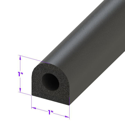 D Shaped Extrusion 1" Wide X 1" High; LP 80-B