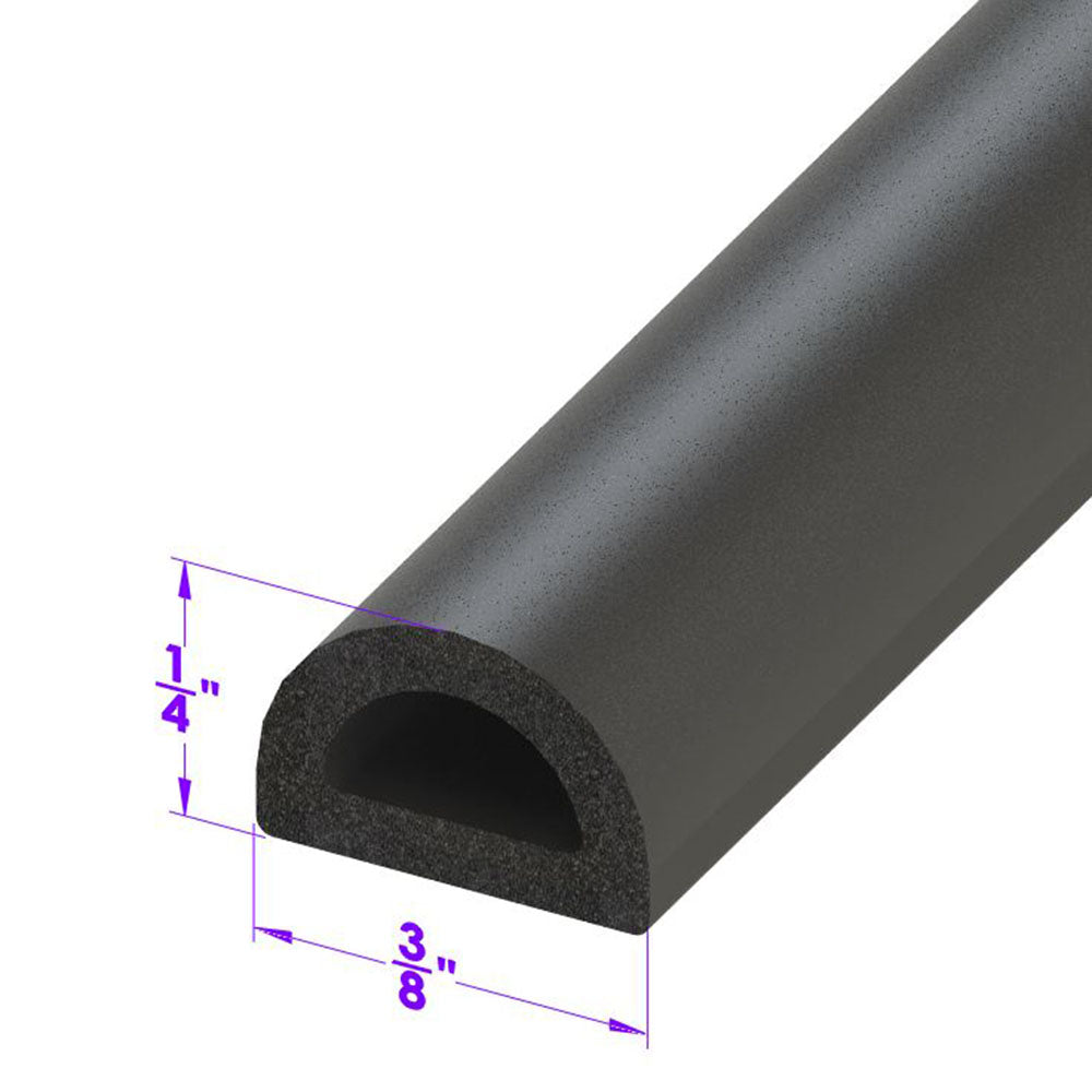 D Shaped Extrusion 3/8" Wide X 1/4" High; LP 80-D