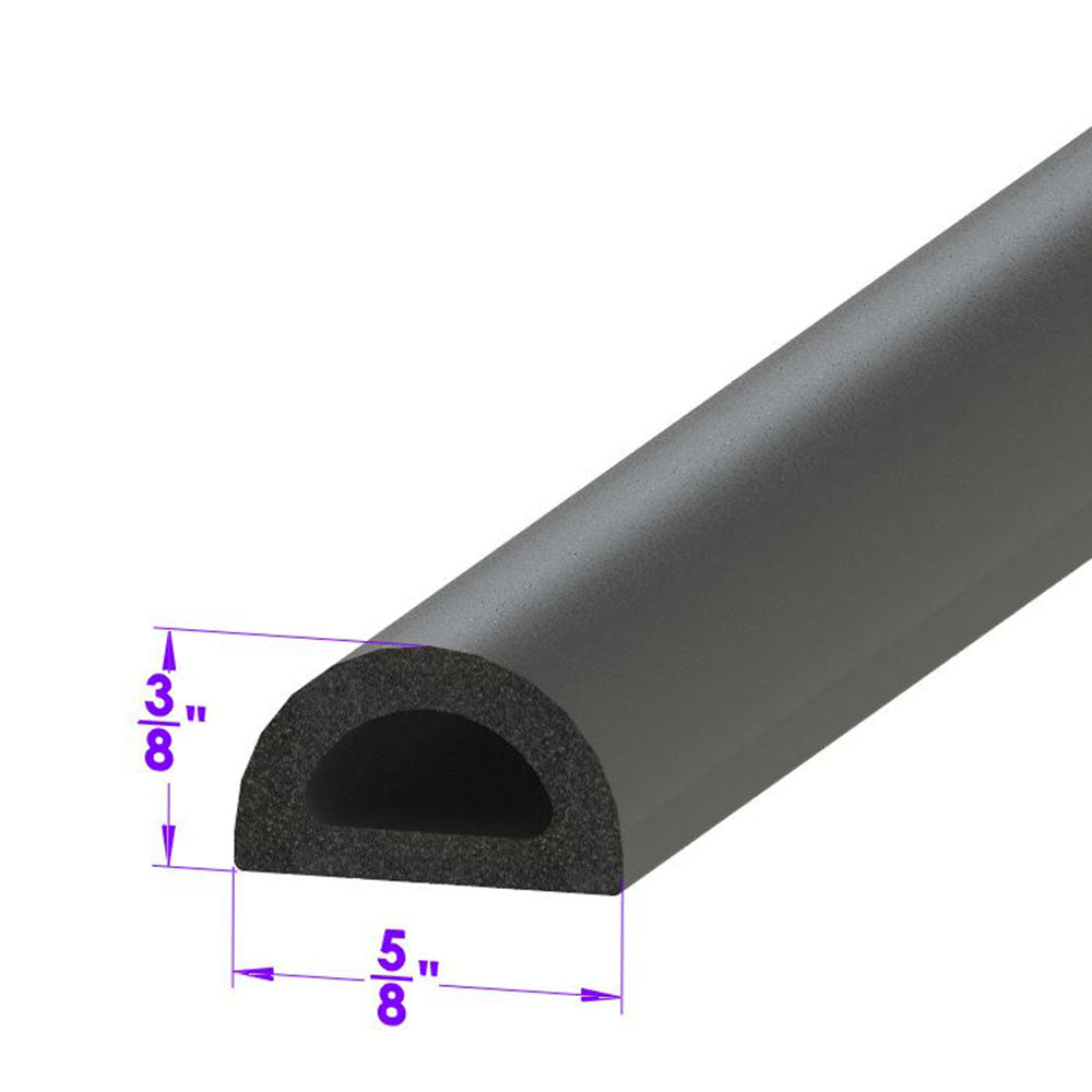 D Shaped Extrusion 5/8" Wide X 3/8" High; LP 80-F