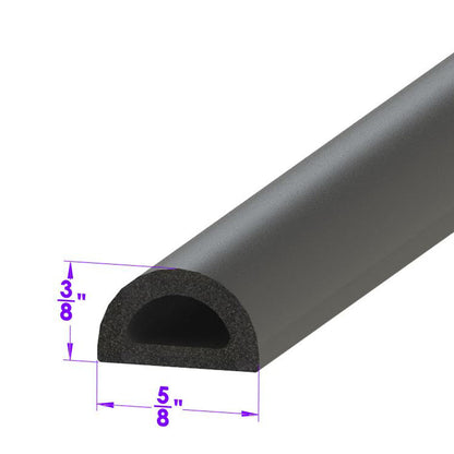 D Shaped Extrusion 5/8" Wide X 3/8" High; LP 80-F