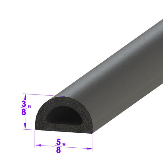 D Shaped Extrusion 5/8" Wide X 3/8" High; LP 80-F