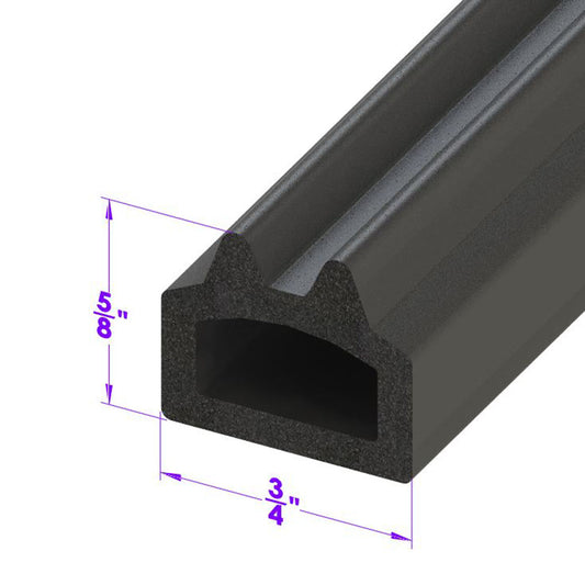 D Shaped Extrusion 3/4" Wide X 5/8" High; LP 80-H