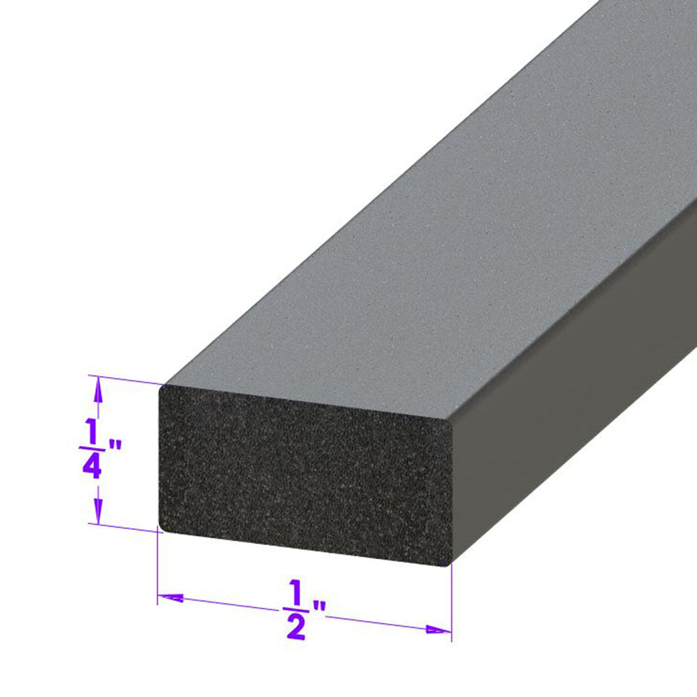 Rectangular Shaped Extrusion 1/2" Wide X 1/4" EPDM Sponge Rubber; LP 80-X