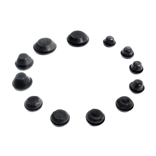 Black Rubber Hole Plugs 12 Piece Kit; PK 620