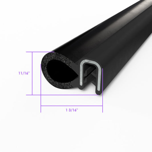 Pinchweld Trim Seal. Made of all rubber, with a steel core sold by the foot.
