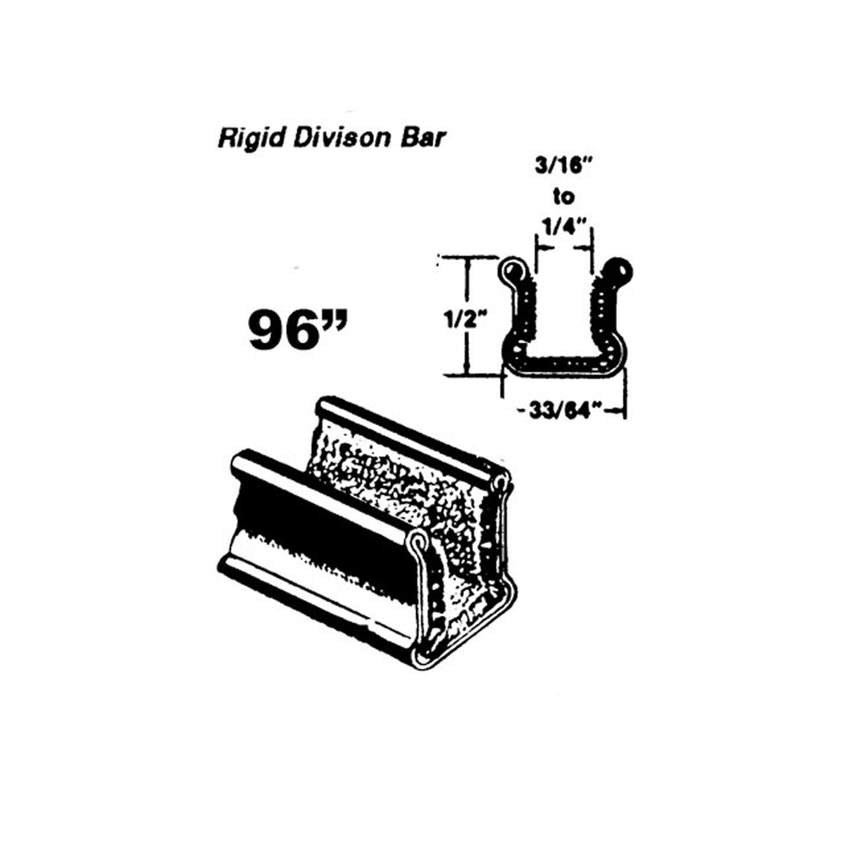 Rigid division-bar channel For Buick Century 1954-1958, Skylark 1954; WC 1-96