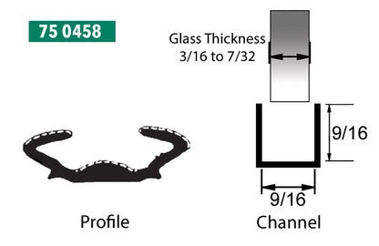 9/16" WIDE x 9/16" TALL, UNIVERSAL WINDOW CHANNEL, 8 FT ROLL