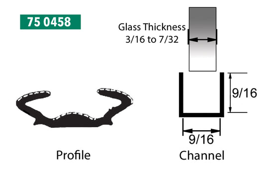 9/16" WIDE x 9/16" TALL, UNIVERSAL WINDOW CHANNEL, 8 FT ROLL