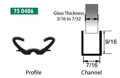 7/16" WIDE x 9/16" TALL, UNIVERSAL WINDOW CHANNEL, 6 FT ROLL