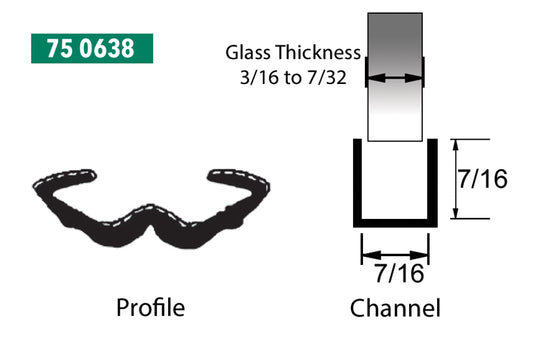 7/16" WIDE x 7/16" TALL, UNIVERSAL WINDOW CHANNEL, 8 FT ROLL