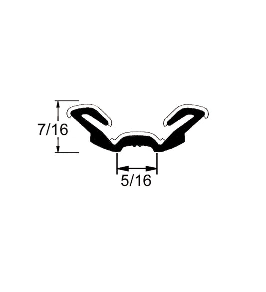 5/16" WIDE x 7/16" TALL, UNIVERSAL WINDOW CHANNEL, 5 FT ROLL