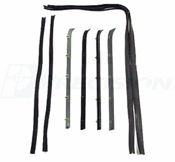 1973-80 GM PICK-UP, SUBURBAN, CREWCAB, 76-80 BLAZER WINDOW SWEEPS AND CHANNELS FOR THE FRONT DOORS, 8PCS